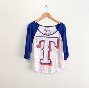 VS PINK Texas Rangers Baseball Style Burnout Shirt